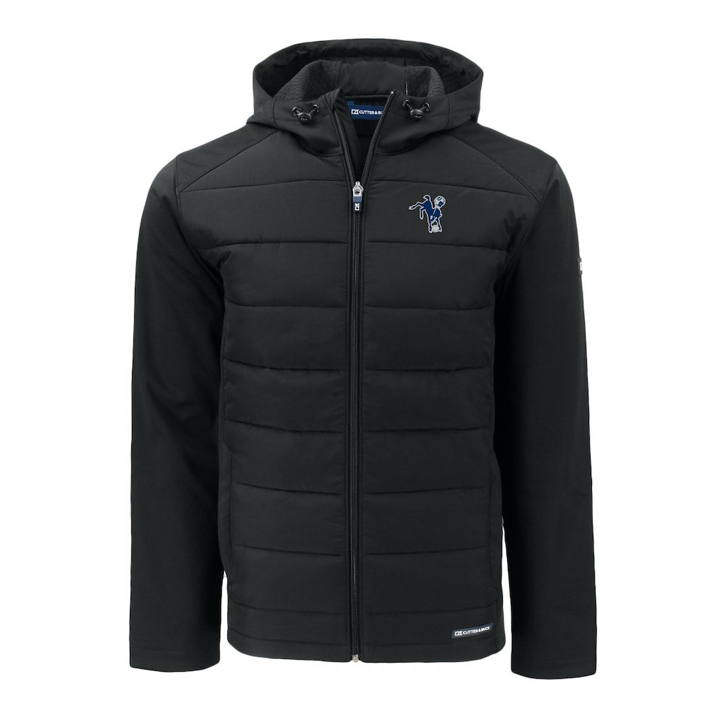 Indianapolis Colts Cutter & Buck Throwback Evoke Hybrid Eco Softshell Recycled Full-Zip Hoodie Jacket - Black online