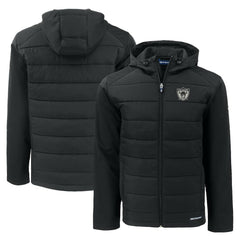 Las Vegas Raiders Cutter & Buck Throwback Evoke Hybrid Eco Softshell Recycled Full-Zip Hoodie Jacket - Black for sale