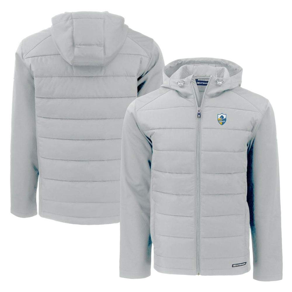 Los Angeles Chargers Cutter & Buck Throwback Evoke Hybrid Eco Softshell Recycled Full-Zip Hoodie Jacket - Gray discount