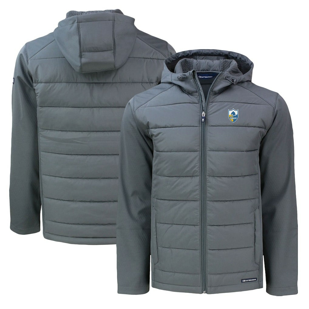 Los Angeles Chargers Cutter & Buck Throwback Evoke Hybrid Eco Softshell Recycled Full-Zip Hoodie Jacket - Gray outlet