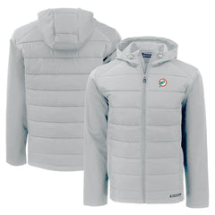 Miami Dolphins Cutter & Buck Throwback Evoke Hybrid Eco Softshell Recycled Full-Zip Hoodie Jacket - Gray online