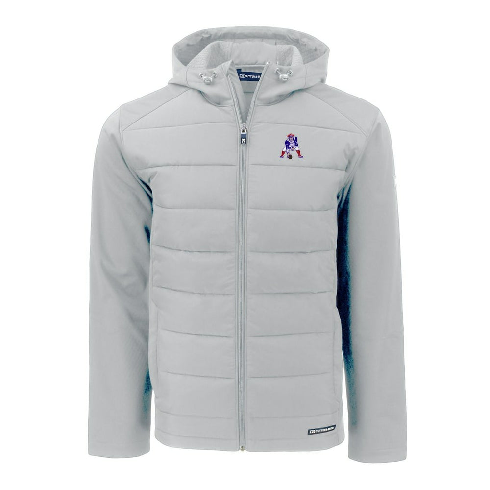New England Patriots Cutter & Buck Throwback Evoke Hybrid Eco Softshell Recycled Full-Zip Hoodie Jacket - Gray discount