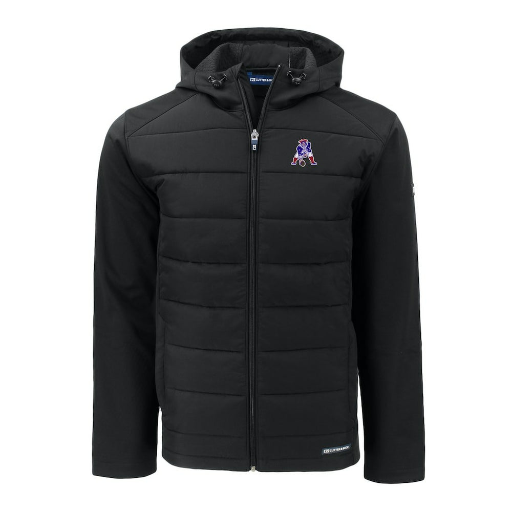 New England Patriots Cutter & Buck Throwback Evoke Hybrid Eco Softshell Recycled Full-Zip Hoodie Jacket - Black on sale