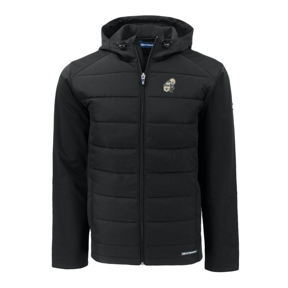 New Orleans Saints Cutter & Buck Throwback Evoke Hybrid Eco Softshell Recycled Full-Zip Hoodie Jacket - Black cheap