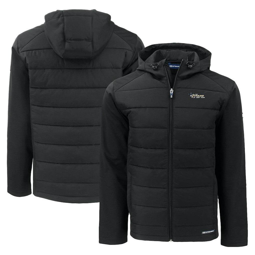 New York Jets Cutter & Buck Throwback Evoke Hybrid Eco Softshell Recycled Full-Zip Hoodie Jacket - Black discount