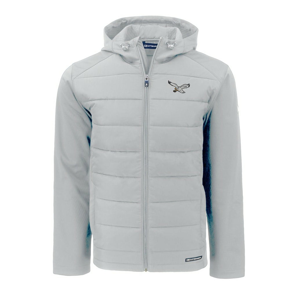 Philadelphia Eagles Cutter & Buck Throwback Evoke Hybrid Eco Softshell Recycled Full-Zip Hoodie Jacket - Gray for sale