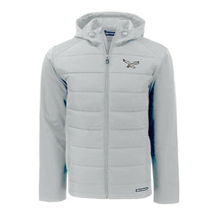 Philadelphia Eagles Cutter & Buck Throwback Evoke Hybrid Eco Softshell Recycled Full-Zip Hoodie Jacket - Gray for sale
