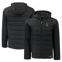 Pittsburgh Steelers Cutter & Buck Throwback Evoke Hybrid Eco Softshell Recycled Full-Zip Hoodie Jacket - Black for sale