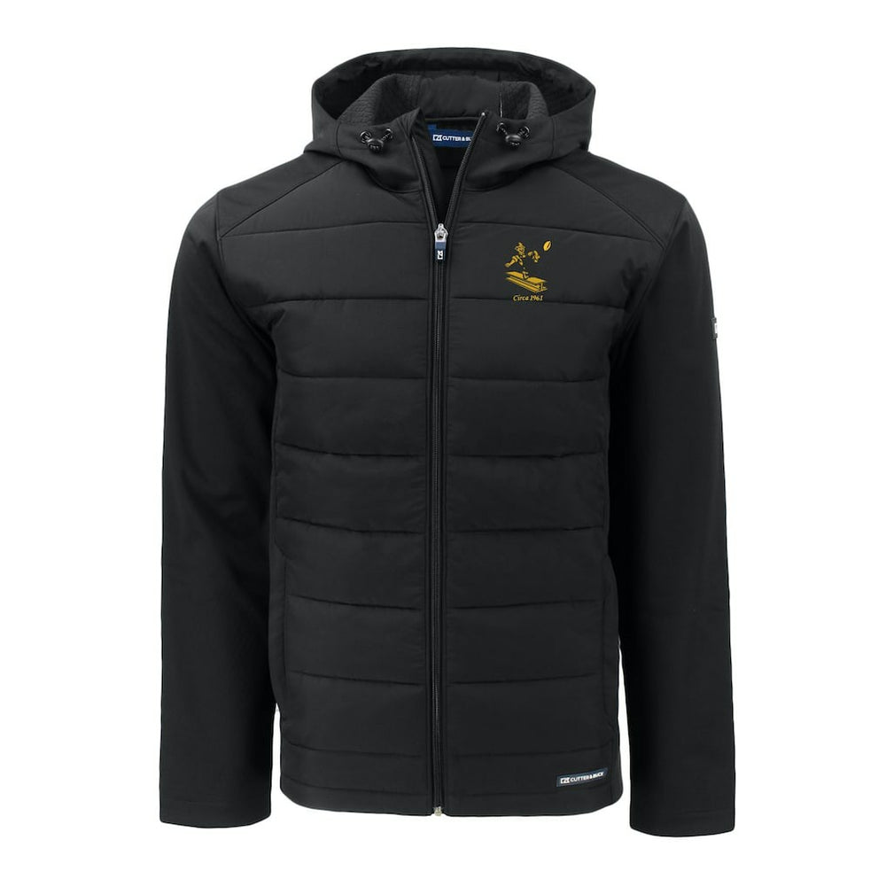 Pittsburgh Steelers Cutter & Buck Throwback Evoke Hybrid Eco Softshell Recycled Full-Zip Hoodie Jacket - Black for sale