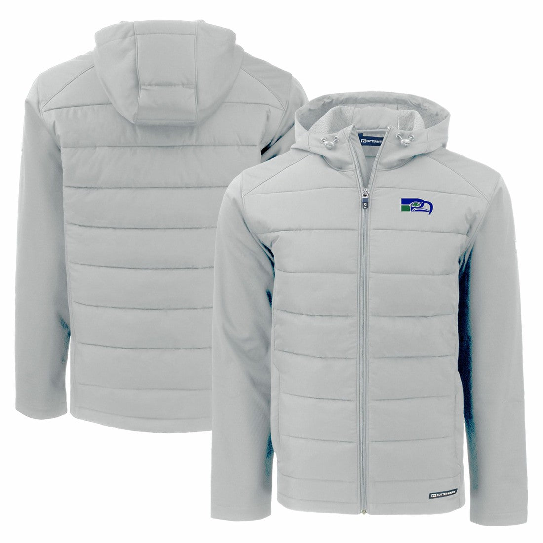 Seattle Seahawks Cutter & Buck Throwback Evoke Hybrid Eco Softshell Recycled Full-Zip Hoodie Jacket - Gray cheap