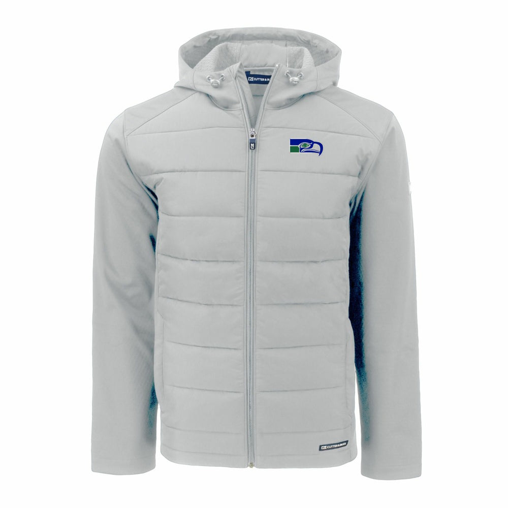 Seattle Seahawks Cutter & Buck Throwback Evoke Hybrid Eco Softshell Recycled Full-Zip Hoodie Jacket - Gray cheap