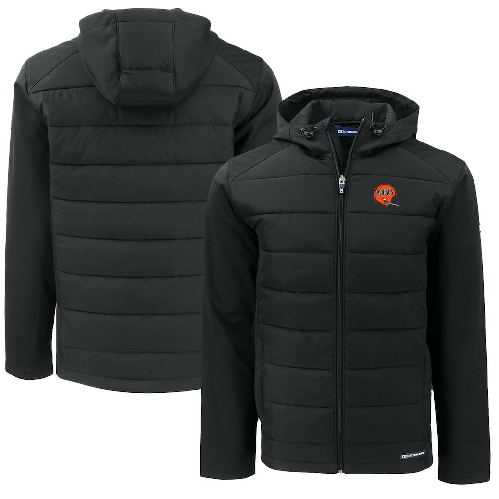Cincinnati Bengals Cutter & Buck Throwback Big & Tall Evoke Hybrid Eco Softshell Recycled Full-Zip Jacket - Black discount