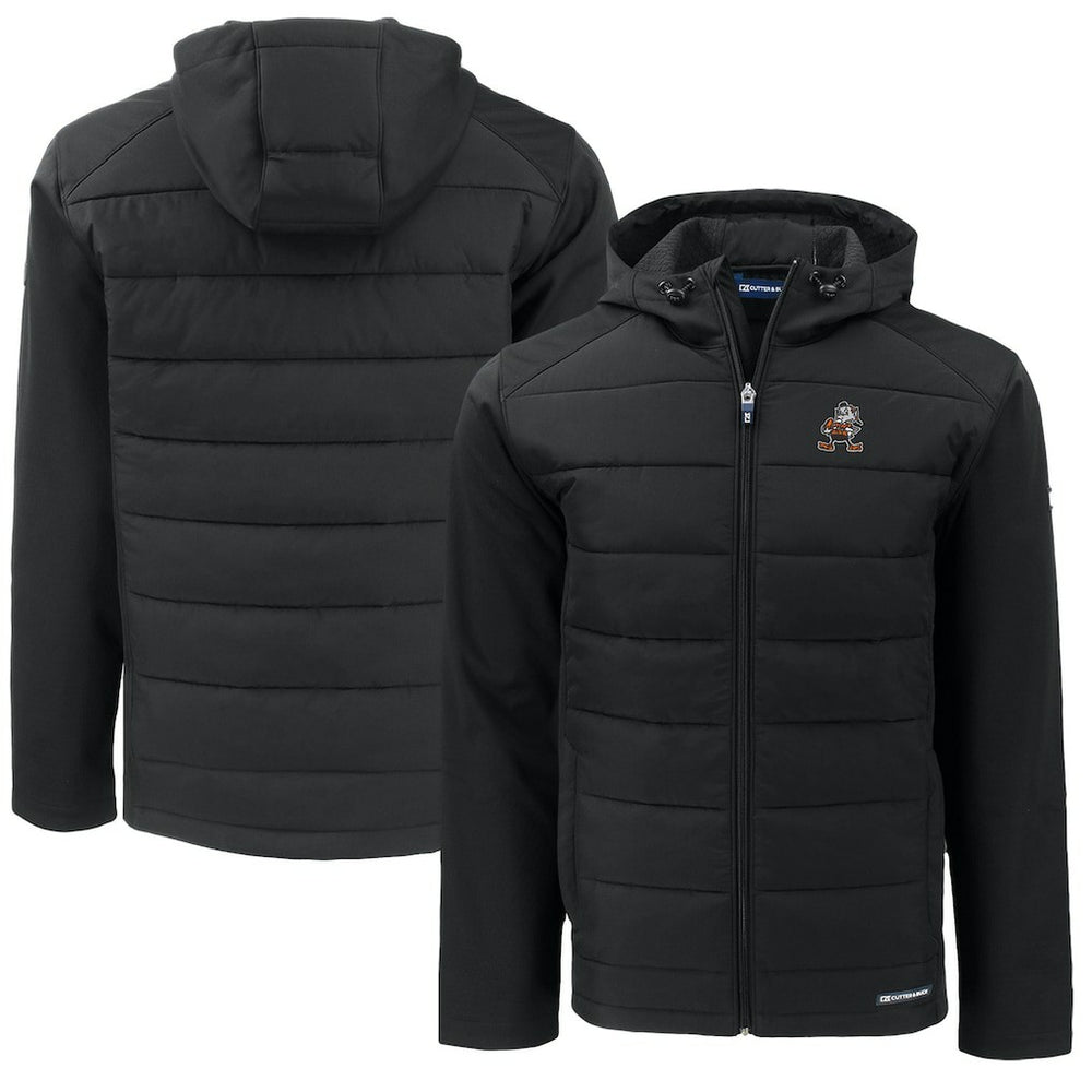 Cleveland Browns Cutter & Buck Throwback Big & Tall Evoke Hybrid Eco Softshell Recycled Full-Zip Jacket - Black discount