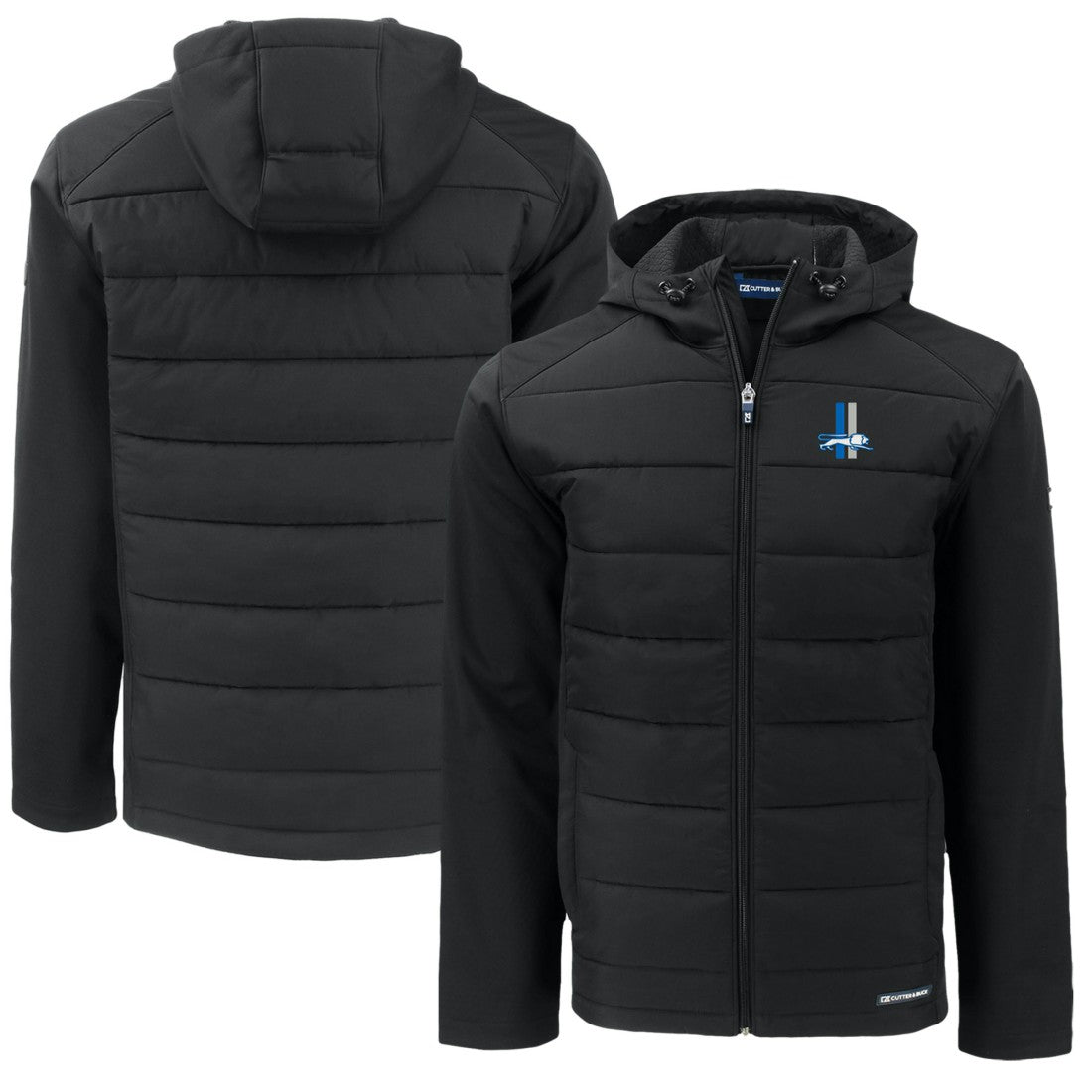 Detroit Lions Cutter & Buck Throwback Big & Tall Evoke Hybrid Eco Softshell Recycled Full-Zip Jacket - Black on sale