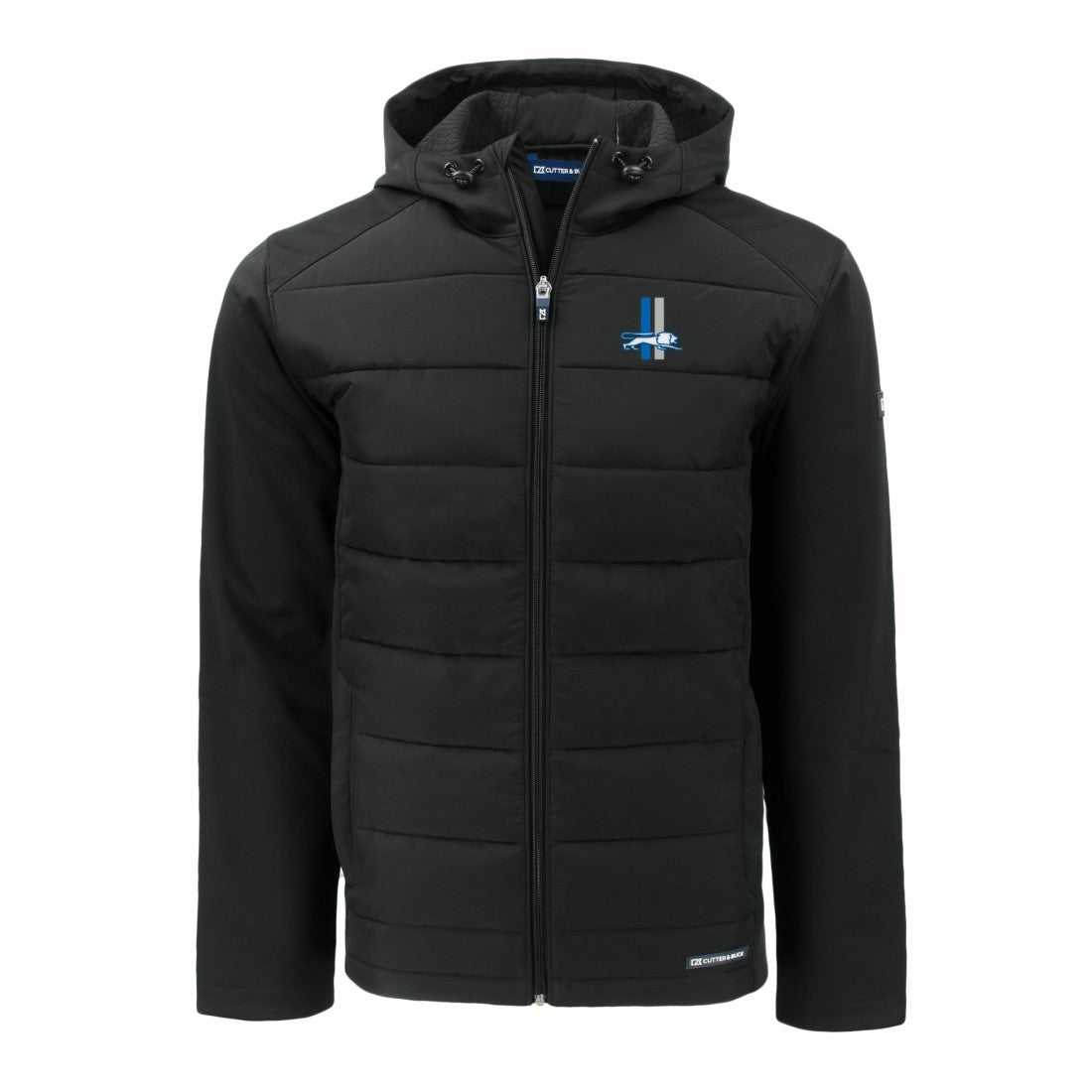 Detroit Lions Cutter & Buck Throwback Big & Tall Evoke Hybrid Eco Softshell Recycled Full-Zip Jacket - Black on sale