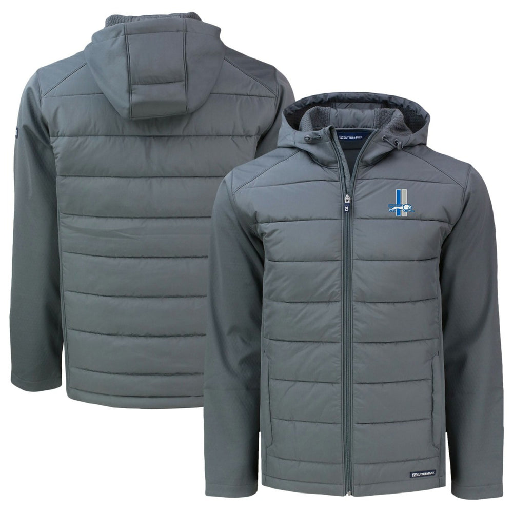 Detroit Lions Cutter & Buck Throwback Big & Tall Evoke Hybrid Eco Softshell Recycled Full-Zip Hoodie - Gray outlet