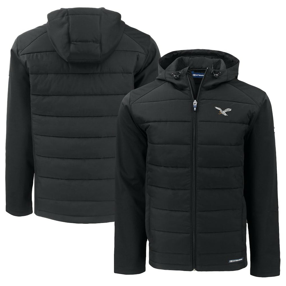 Philadelphia Eagles Cutter & Buck Throwback Big & Tall Evoke Hybrid Eco Softshell Recycled Full-Zip Hoodie - Black discount