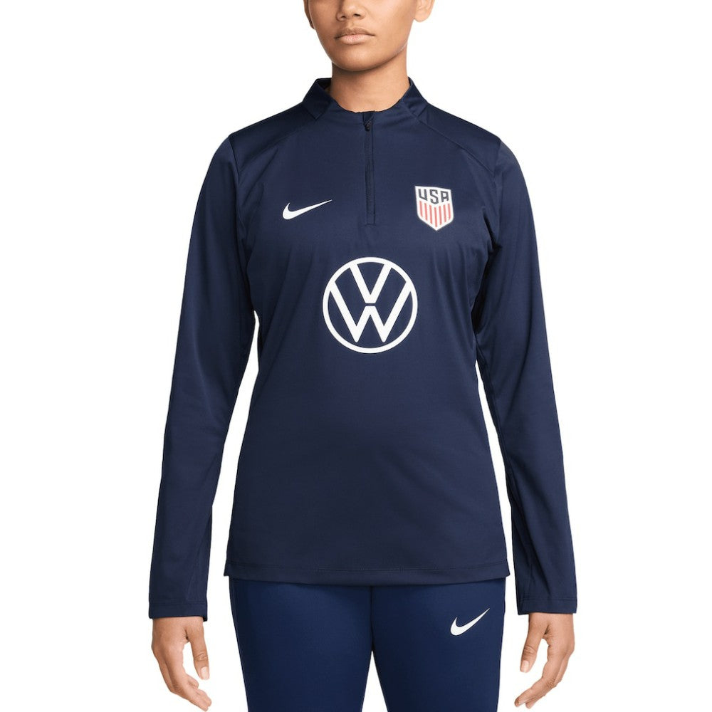 USMNT Women's 2024 Strike Drill Performance Quarter-Zip Pullover Top - Navy discount