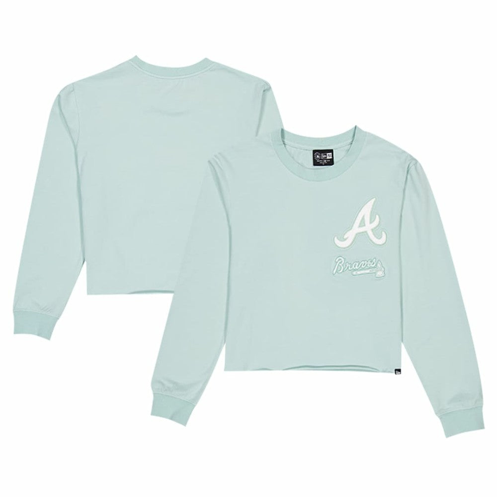 Atlanta Braves Women's Breeze Logo Select Cropped Long Sleeve T-Shirt Mint