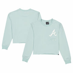 Atlanta Braves Women's Breeze Logo Select Cropped Long Sleeve T-Shirt Mint
