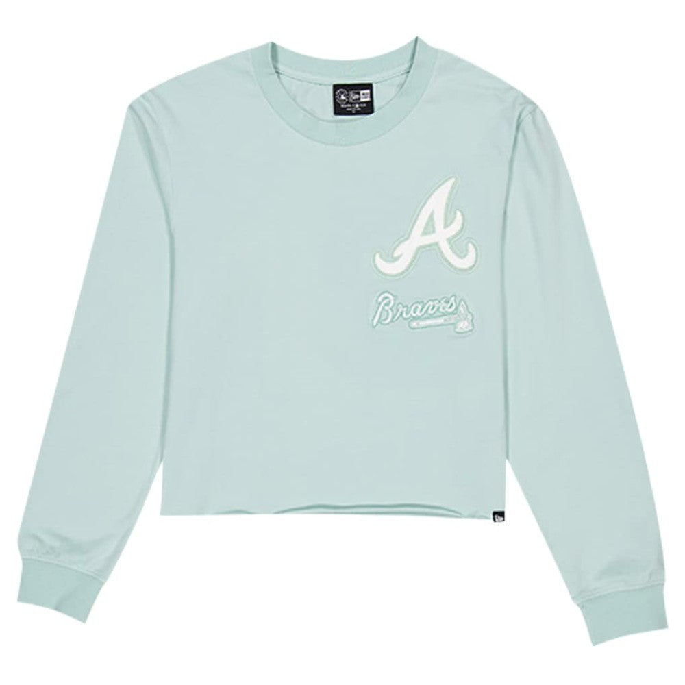 Atlanta Braves Women's Breeze Logo Select Cropped Long Sleeve T-Shirt Mint