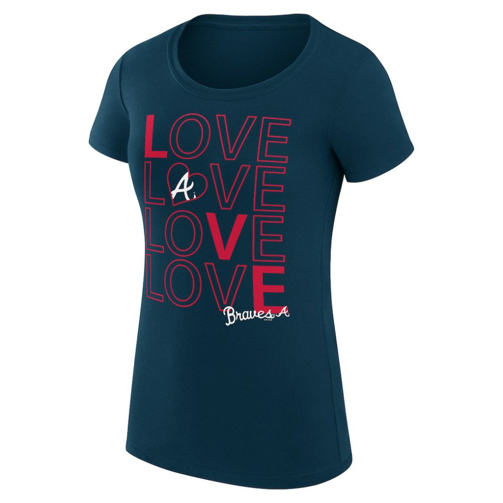 Atlanta Braves G-III 4Her by Carl Banks Women's Super-Slim Fit Lightweight Love Graphic Team T-Shirt Navy