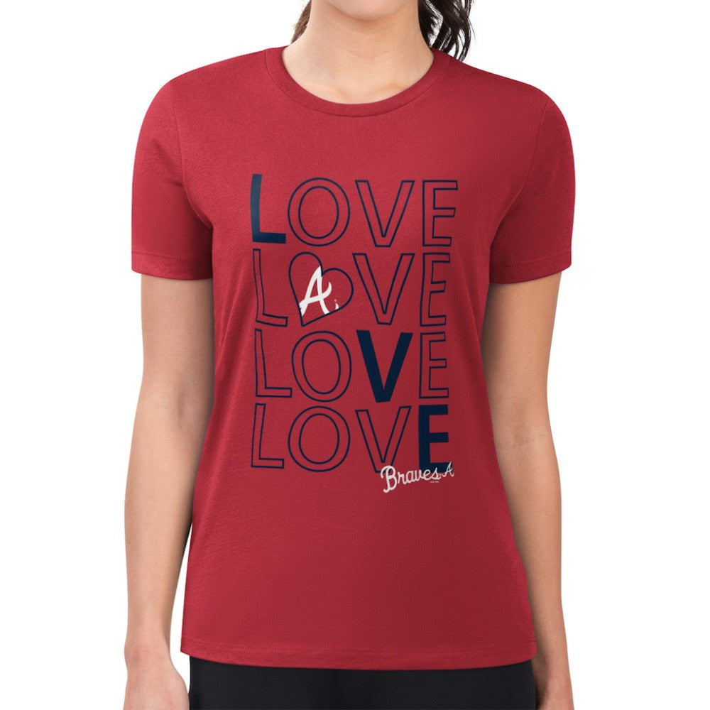 Atlanta Braves G-III 4Her by Carl Banks Women's Super-Slim Fit Lightweight Love Graphic Team T-Shirt Red