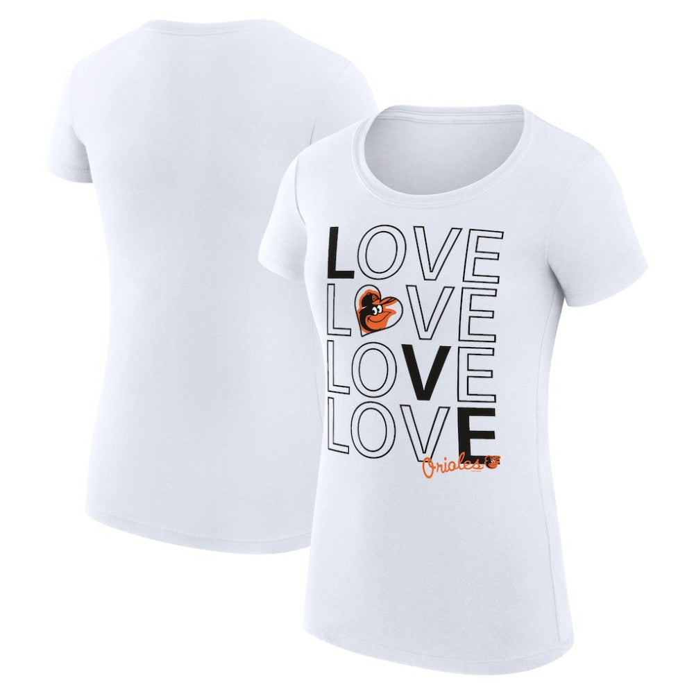 Baltimore Orioles G-III 4Her by Carl Banks Women's Super-Slim Fit Lightweight Love Graphic Team T-Shirt White