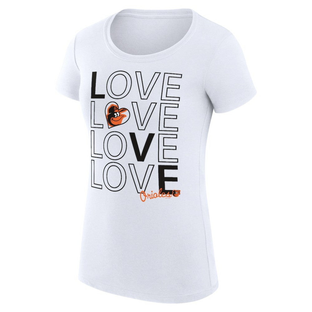 Baltimore Orioles G-III 4Her by Carl Banks Women's Super-Slim Fit Lightweight Love Graphic Team T-Shirt White