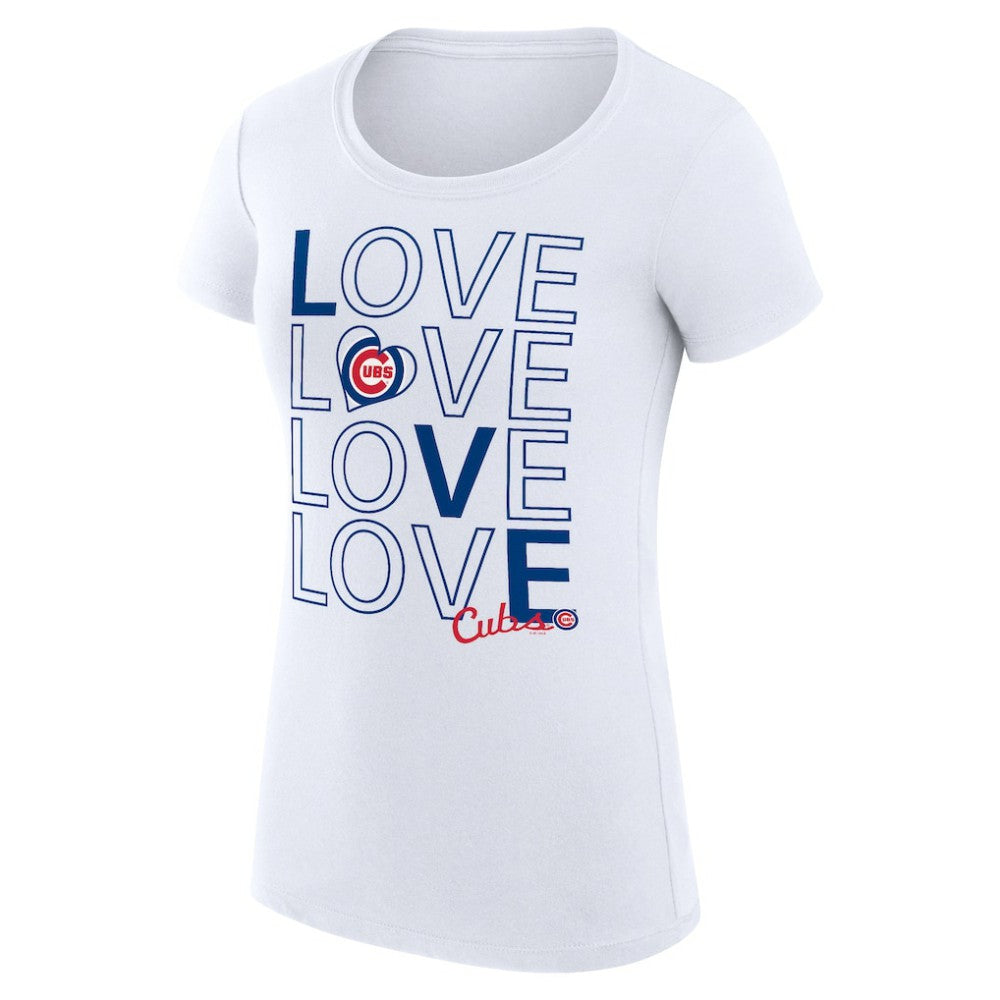 Chicago Cubs G-III 4Her by Carl Banks Women's Super-Slim Fit Lightweight Love Graphic Team T-Shirt White