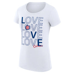 Chicago Cubs G-III 4Her by Carl Banks Women's Super-Slim Fit Lightweight Love Graphic Team T-Shirt White