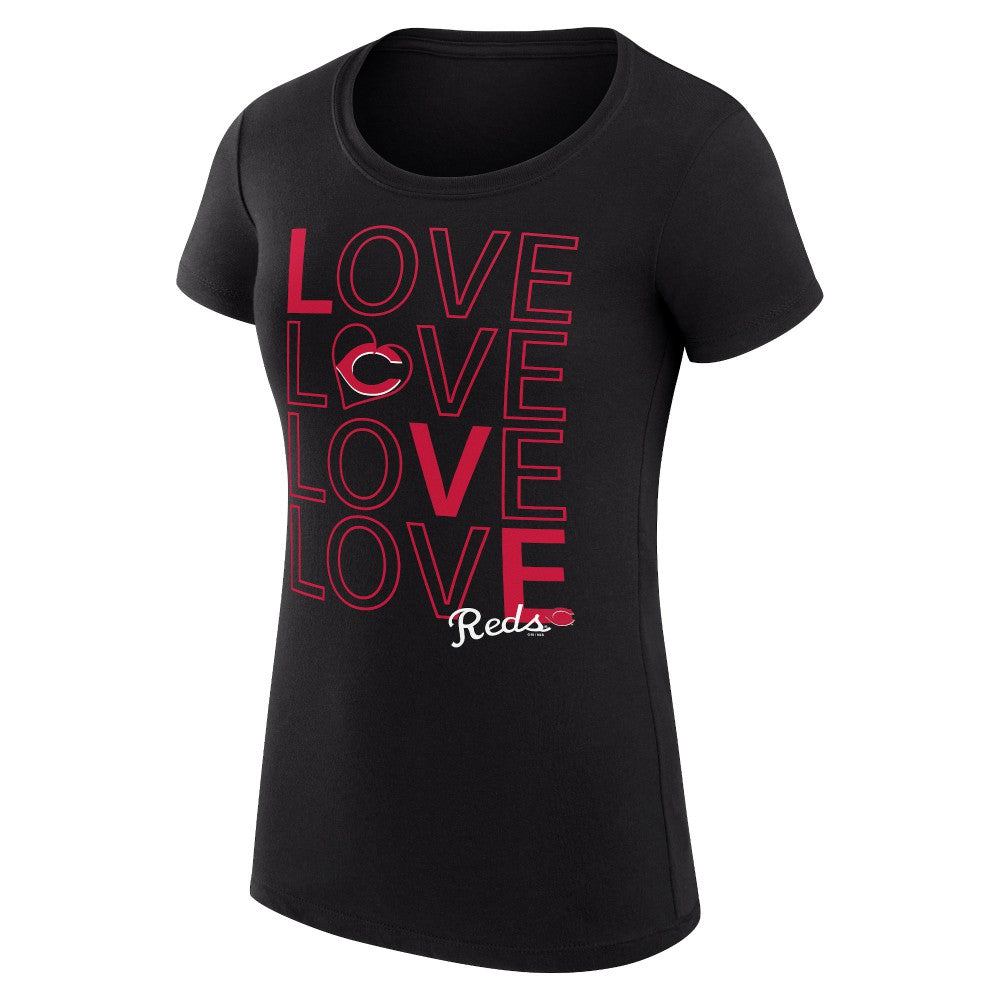 Cincinnati Reds G-III 4Her by Carl Banks Women's Super-Slim Fit Lightweight Love Graphic Team T-Shirt Black