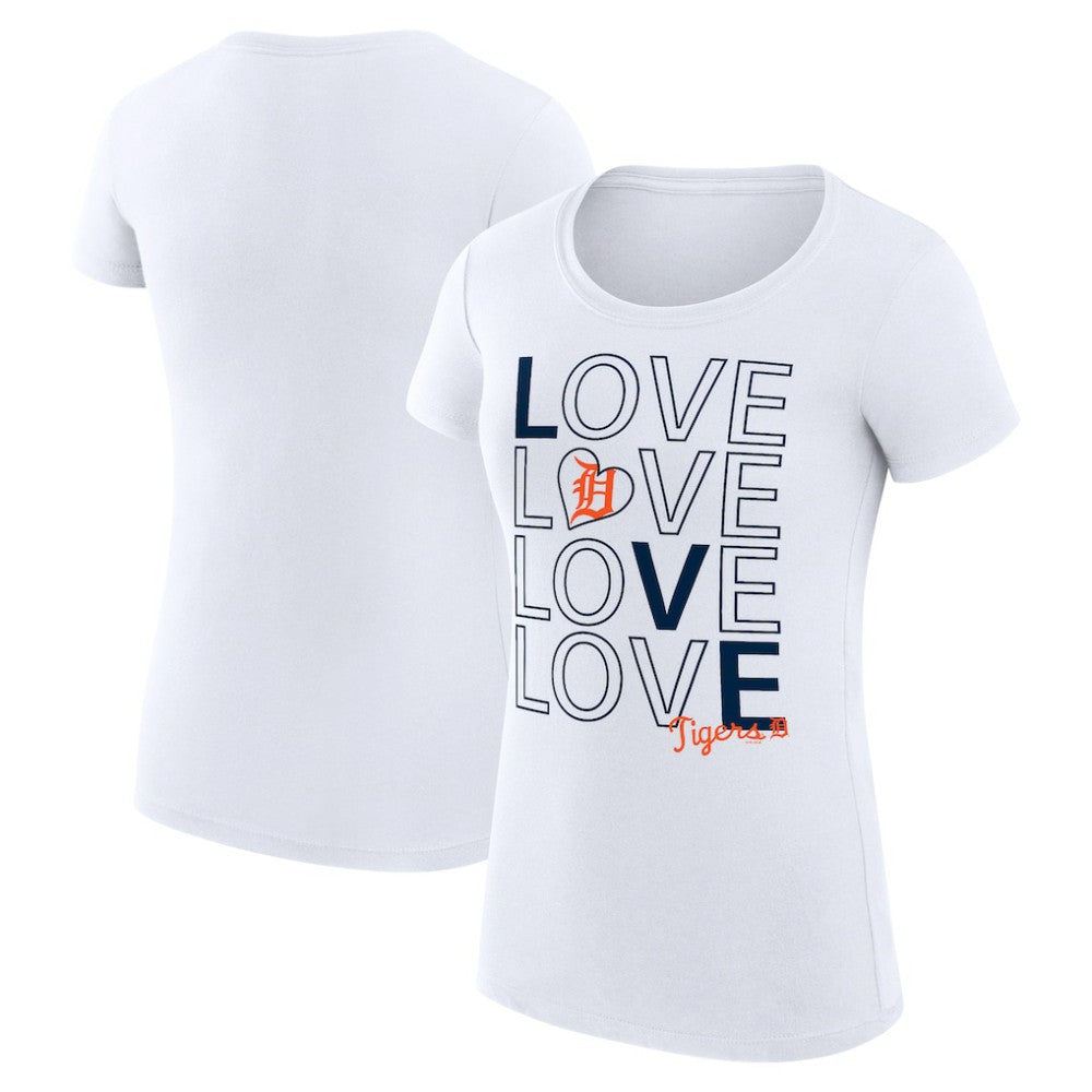 Detroit Tigers G-III 4Her by Carl Banks Women's Super-Slim Fit Lightweight Love Graphic Team T-Shirt White