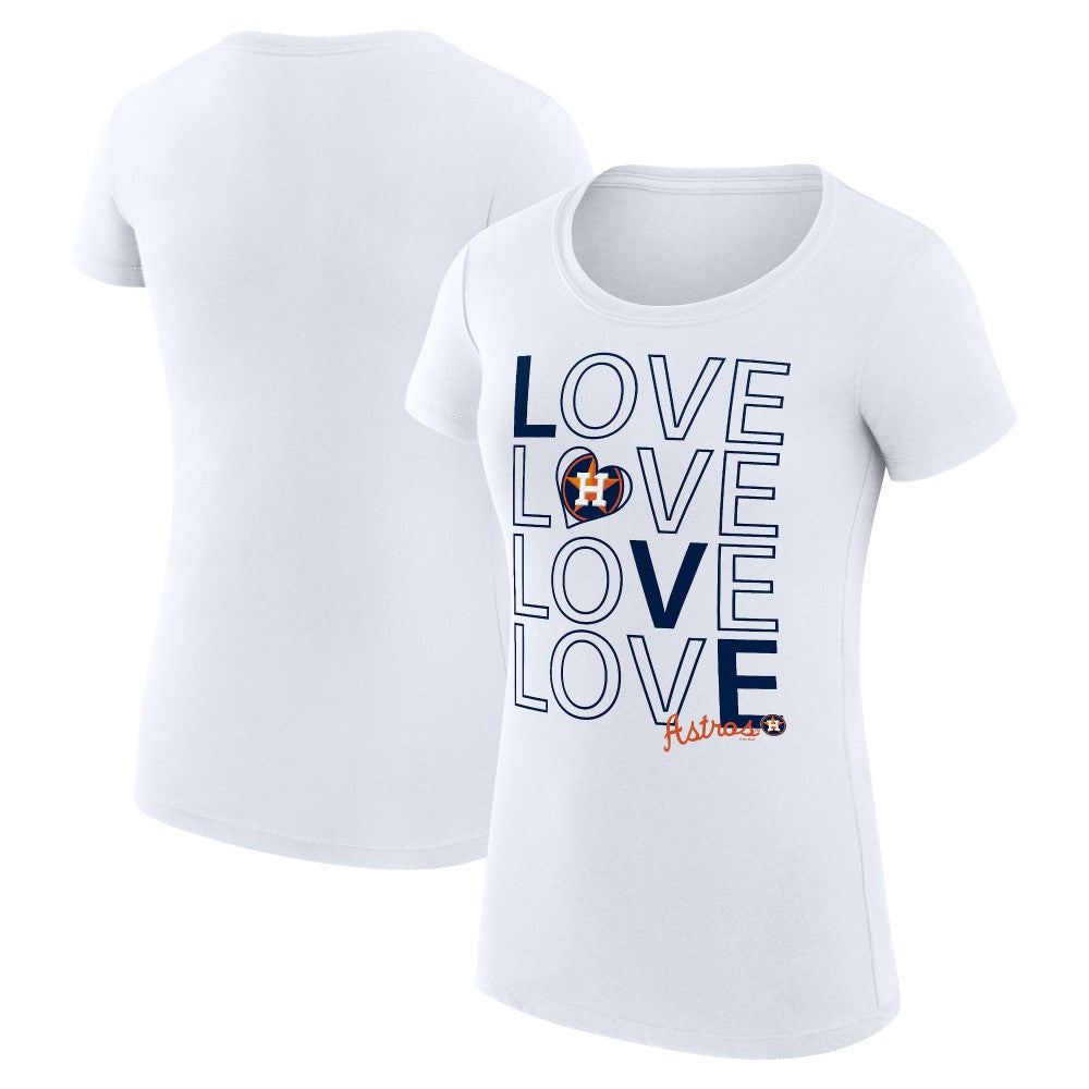 Houston Astros G-III 4Her by Carl Banks Women's Super-Slim Fit Lightweight Love Graphic Team T-Shirt White