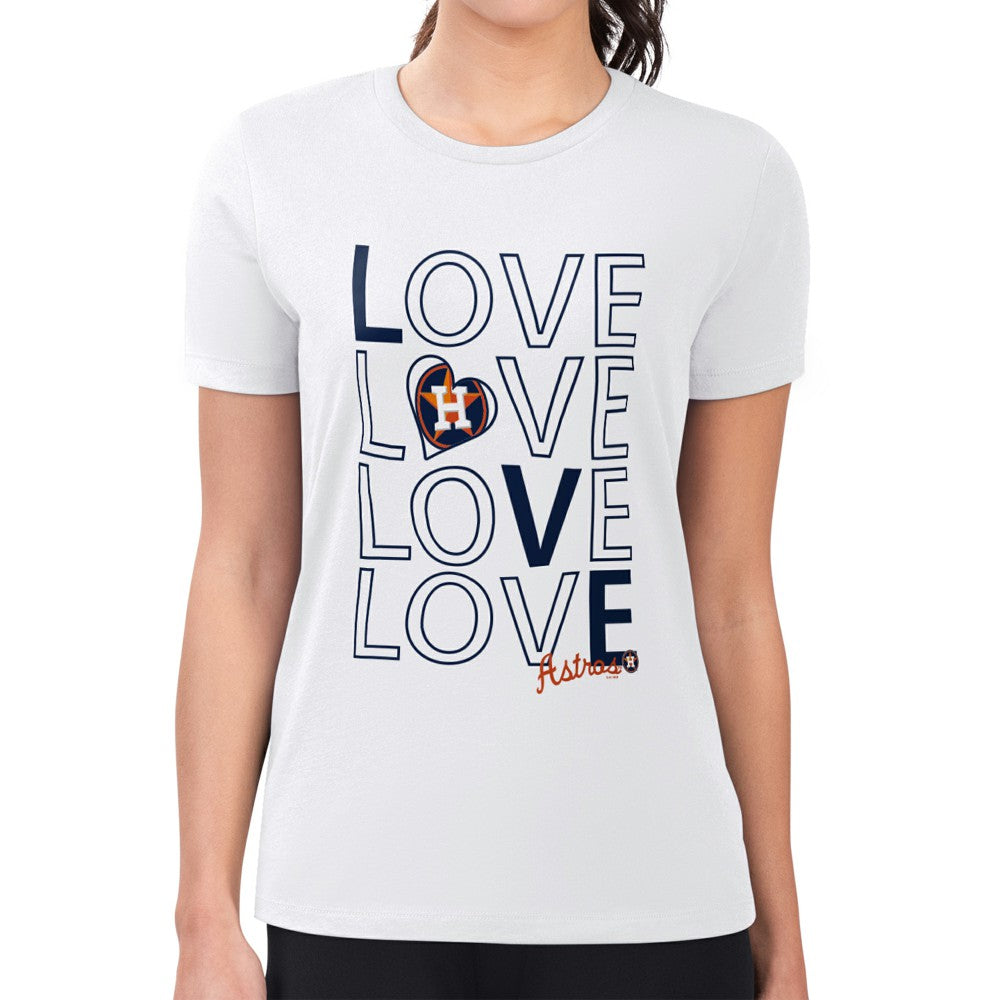 Houston Astros G-III 4Her by Carl Banks Women's Super-Slim Fit Lightweight Love Graphic Team T-Shirt White