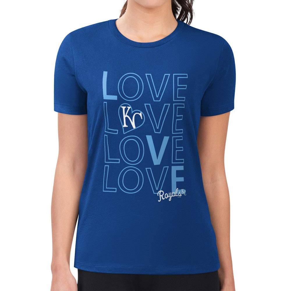 Kansas City Royals G-III 4Her by Carl Banks Women's Super-Slim Fit Lightweight Love Graphic Team T-Shirt Royal