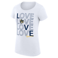 Milwaukee Brewers G-III 4Her by Carl Banks Women's Super-Slim Fit Lightweight Love Graphic Team T-Shirt White