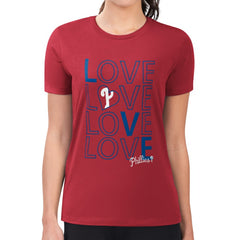 Philadelphia Phillies G-III 4Her by Carl Banks Women's Super-Slim Fit Lightweight Love Graphic Team T-Shirt Red