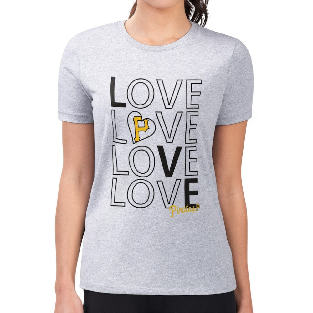 Pittsburgh Pirates G-III 4Her by Carl Banks Women's Super-Slim Fit Lightweight Love Graphic Team T-Shirt Heather Gray