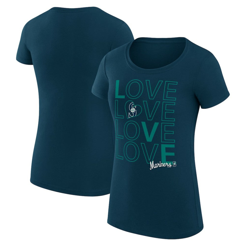 Seattle Mariners G-III 4Her by Carl Banks Women's Super-Slim Fit Lightweight Love Graphic Team T-Shirt Navy