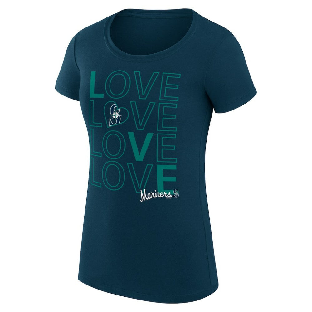 Seattle Mariners G-III 4Her by Carl Banks Women's Super-Slim Fit Lightweight Love Graphic Team T-Shirt Navy
