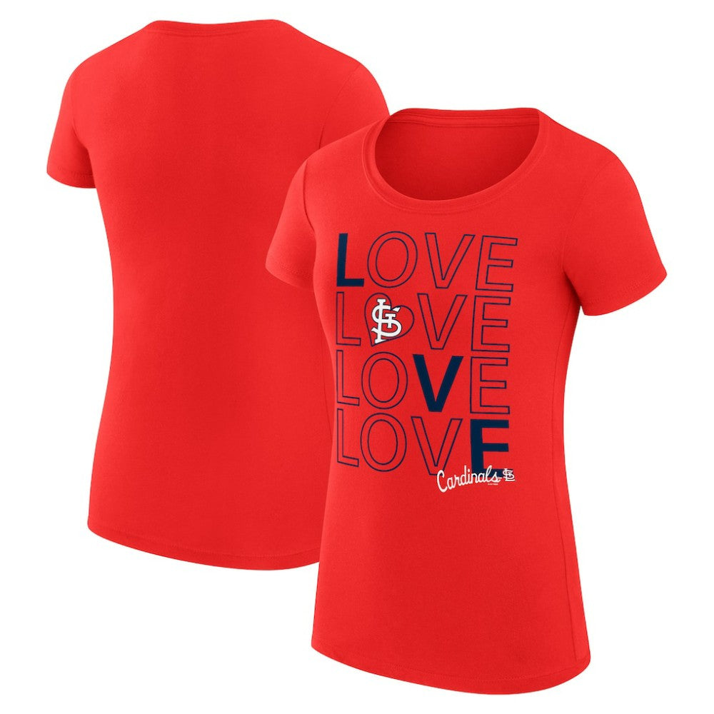 St. Louis Cardinals G-III 4Her by Carl Banks Women's Super-Slim Fit Lightweight Love Graphic Team T-Shirt Red