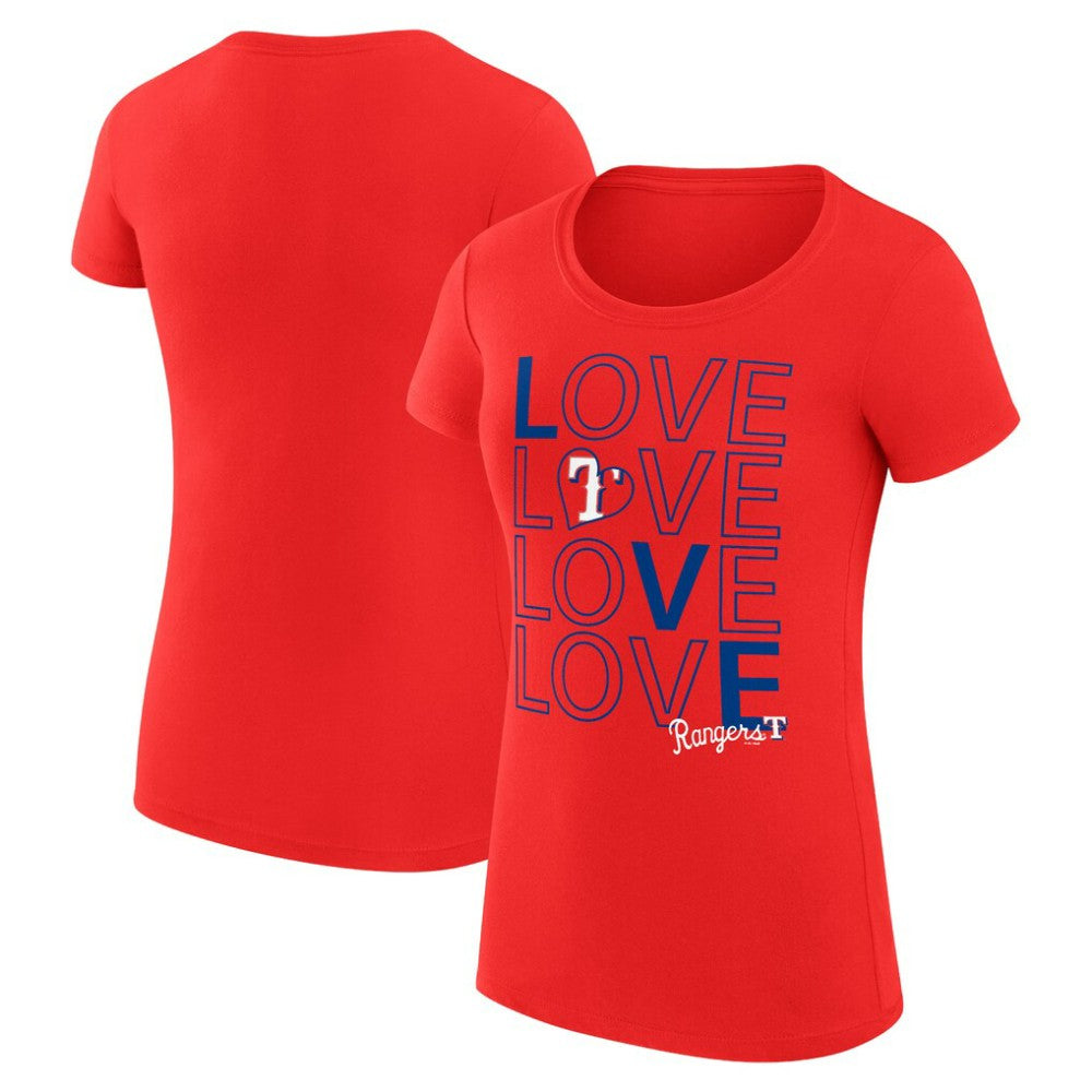 Texas Rangers G-III 4Her by Carl Banks Women's Super-Slim Fit Lightweight Love Graphic Team T-Shirt Red