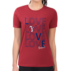 Texas Rangers G-III 4Her by Carl Banks Women's Super-Slim Fit Lightweight Love Graphic Team T-Shirt Red
