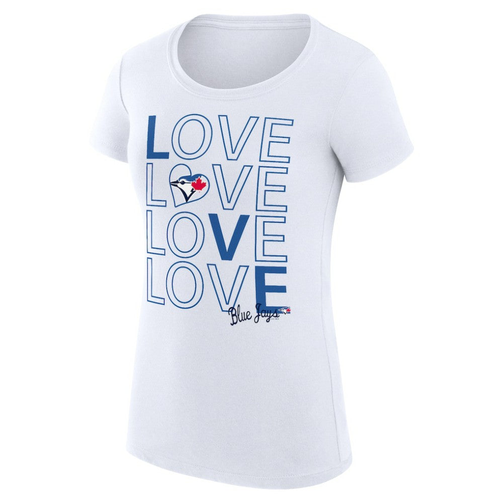 Toronto Blue Jays G-III 4Her by Carl Banks Women's Super-Slim Fit Lightweight Love Graphic Team T-Shirt White