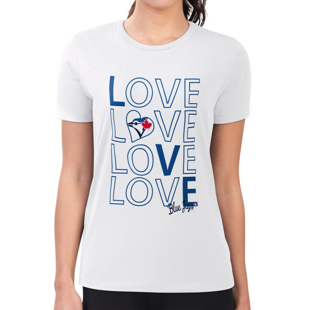Toronto Blue Jays G-III 4Her by Carl Banks Women's Super-Slim Fit Lightweight Love Graphic Team T-Shirt White
