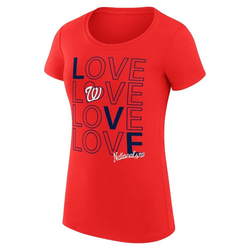 Washington Nationals G-III 4Her by Carl Banks Women's Super-Slim Fit Lightweight Love Graphic Team T-Shirt Red