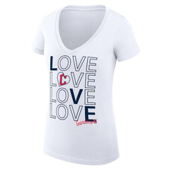 Cleveland Guardians G-III 4Her by Carl Banks Women's Super-Slim Fit Lightweight Love Graphic Team V-Neck T-Shirt White