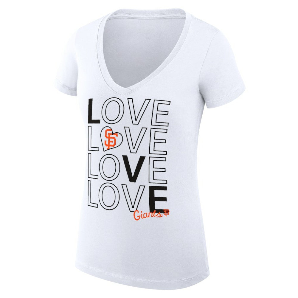 San Francisco Giants G-III 4Her by Carl Banks Women's Super-Slim Fit Lightweight Love Graphic Team V-Neck T-Shirt White