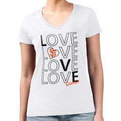 San Francisco Giants G-III 4Her by Carl Banks Women's Super-Slim Fit Lightweight Love Graphic Team V-Neck T-Shirt White